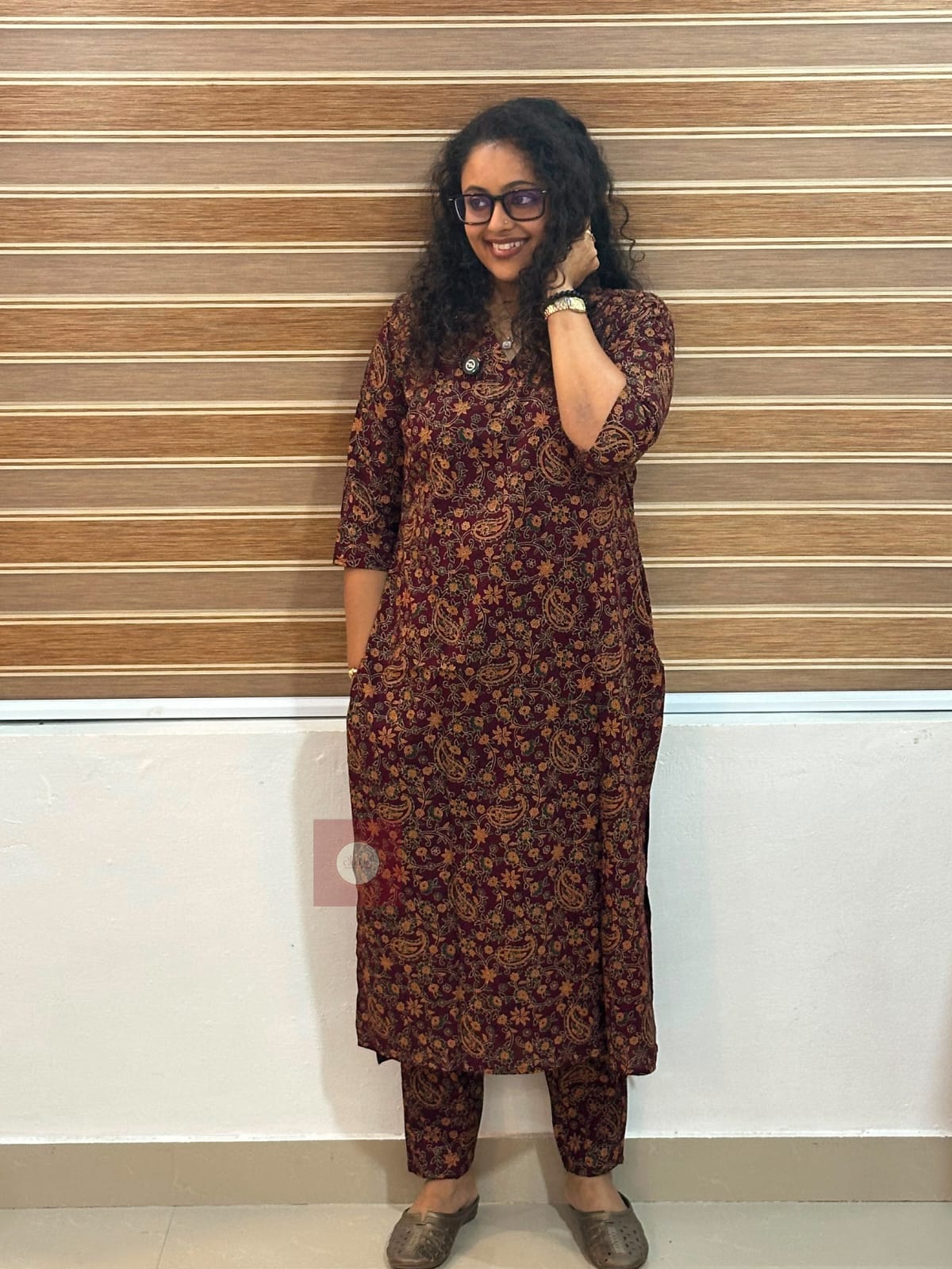 Brown floral Cord Set - Thumbnail 1