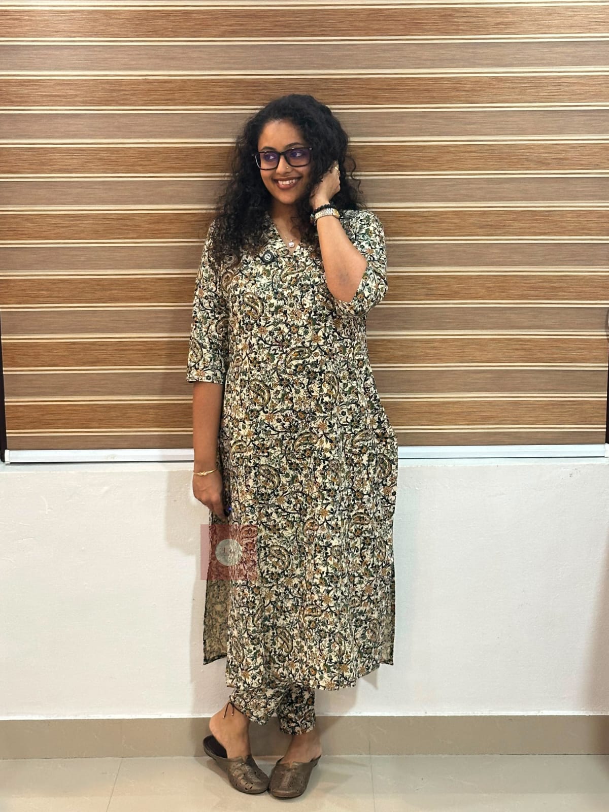 Brown floral Cord Set - Thumbnail 2