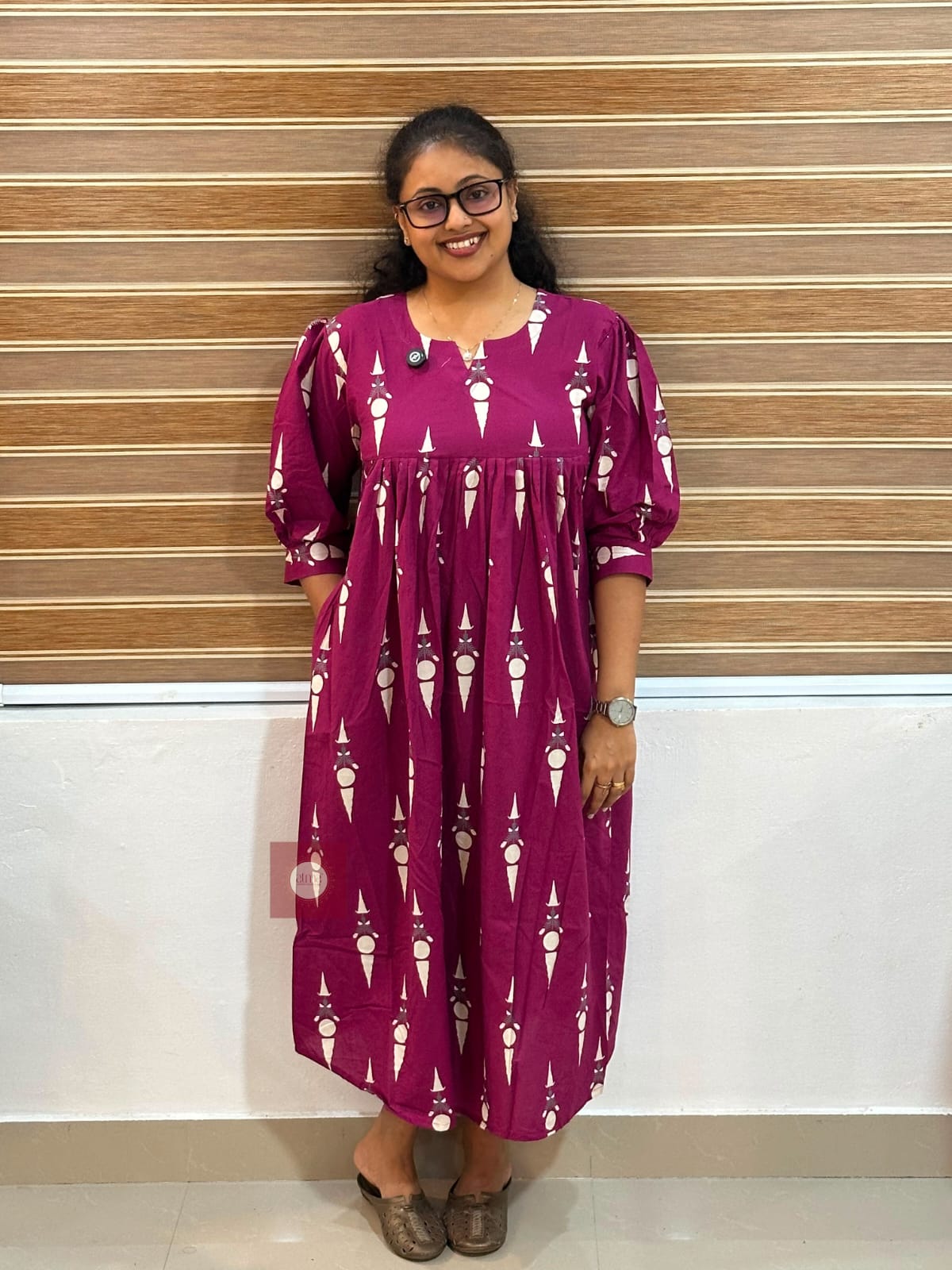 WhiteGeometric Maxi Dress - Thumbnail 1